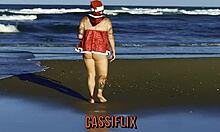 Latina Santa Gives Her Pussy As Christmas Gift On The Beach