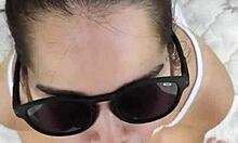 debora gives deepthroat blowjob and fucks doggystyle outdoors in the heat