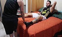 Redhead Tattoo Guy Takes Rough Monster Cock Oral Fucking in Fetish Scene