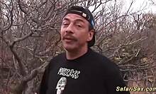 skinny african babe enjoys outdoor session with big cock leading to facial