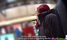 this amateur redhead girl got wild, sucking and fucking for free shopping at the mall