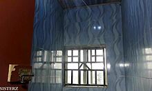 Old Comedy Man Sneaks to Fuck Wife in Bathroom While Husband Sleeps Nearby