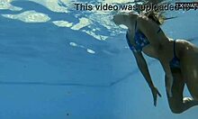 irina cage, half russian spanish babe, swims nude in pool