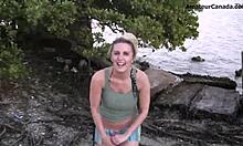 Teen Blonde Strips Bikini On Beach Publicly