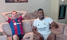 Negao pounds hot wife while cuckold watches