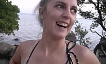 Teen Blonde Strips Bikini On Beach Publicly