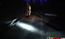 Two gay cops suck big black cock outdoors