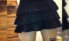 Latina Brunette in Miniskirt Spreads Tight Ass Bent Over for First Time Moaning as He Destroys Her Hole and Licks Fundillo