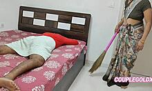 Komol's drunk landlord lies down as she inserts broom in his ass