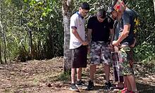 Muscular Black Men Dominate In The Woods With Soccer Friends