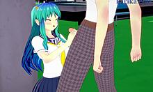 3D porn video with big tits and creampie action with Anime-themed background