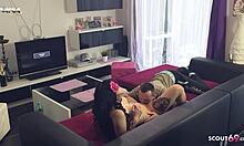 German milf seduces young neighbor for fuck.