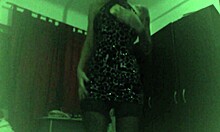 blonde cam girl stripping in stockings at home