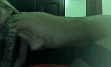 blonde cam girl stripping in stockings at home