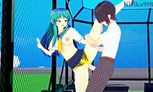 3D porn video with big tits and creampie action with Anime-themed background