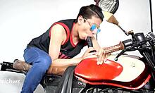 Motorcycle sex with Colombian stud pounding hard in wild anal action