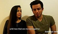 Smoking hot gf sucks her boyfriend's big cock then rides him.