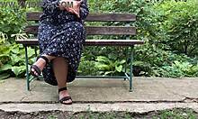 chubby couple enjoys outdoor activity in the park