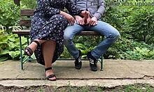 chubby couple enjoys outdoor activity in the park