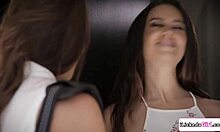 Big tits lesbian census agent dives into petite homeowner’s shaved slit