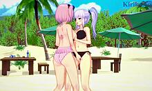 yagy and hibari dive into wild lesbian futanari action in senran kagura hentai