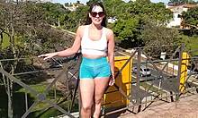 vadia gostosa shows off in public walking city showing tits paying blowjob taking cum street