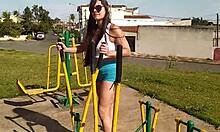 vadia gostosa shows off in public walking city showing tits paying blowjob taking cum street