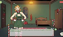 naughty elf surprises sexy santa wife in xmas hentai game