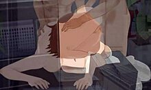 April Oneil Masturbates and Gets Creampied by Her Co Worker