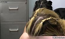 A Cute Asian And An Uk Teen 18+ Caught Shoplifting And Both Gets Fucked By The Horny Mall Cop