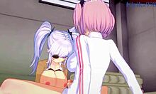 yagy and hibari dive into wild lesbian futanari action in senran kagura hentai