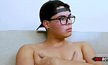 The nerd with a big dick fucks his friend passionately.