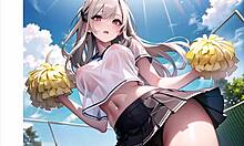 hot anime cheerleader motivating you transparent cloth with pussy masturbation asmr sound