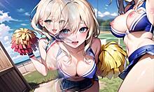 hot anime cheerleader motivating you transparent cloth with pussy masturbation asmr sound