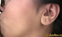 Teen newbie in glasses gets a hot CREAMPIE in her first hardcore scene.