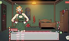 naughty elf surprises sexy santa wife in xmas hentai game