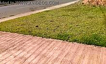 vadia gostosa shows off in public walking city showing tits paying blowjob taking cum street