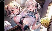 hot anime cheerleader motivating you transparent cloth with pussy masturbation asmr sound