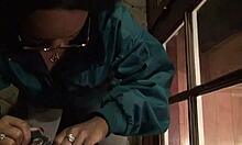 Ebony Sucks Balls In Outdoor Blowjob