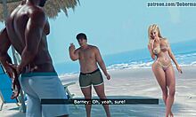 3D blond with big tits bangs on beach