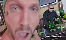 Foursome cock sharing at irish bar!