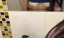 I fuck the brunette quickly in the bathroom after meeting her at the party, giving her a blowjob in the club bathroom.