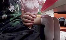 extreme outdoor fun with a young fuck doll in front of strangers for a wild pov