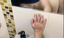 I fuck the brunette quickly in the bathroom after meeting her at the party, giving her a blowjob in the club bathroom.