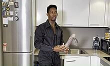 Role-play mulatto plumber with big dick unclogs my girlfriend and mes pussies with deepthroat, kissing, spitting, cowgirl, lingerie, small 18+ tits, sexy, monster cock, pretty.