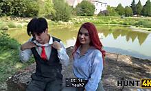 hunt4k redhead whore flaunts skills in public sex