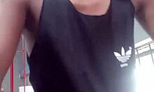 two young guys exchange looks at gym then black guy fucks unknown girl cumming inside