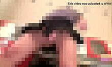 Sneaky guy tries peeking up teen babe's skirt for upskirt view