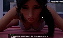 hot stepmom with big boobs and fit ass gives footjob blowjob in public