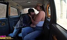 Female fake taxi driver takes passenger cum in her mouth